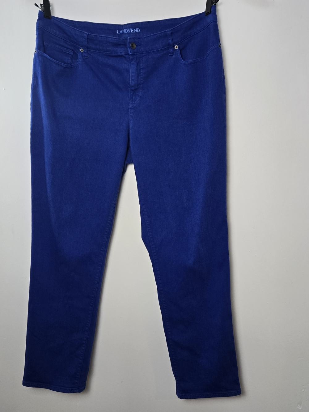 Lands' End Women's Mid Rise Straight Royal Blue Jeans